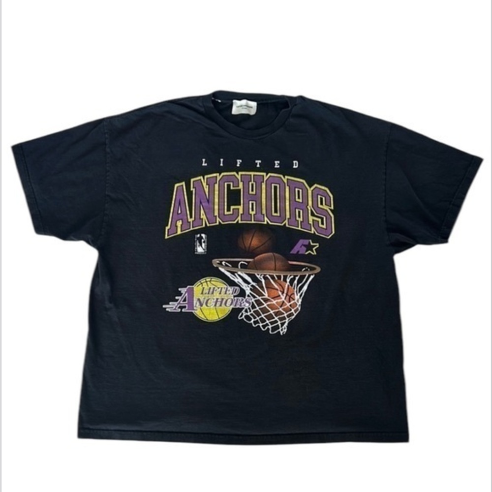 Lifted Anchors Black Graphic Tee basketball size 2XL